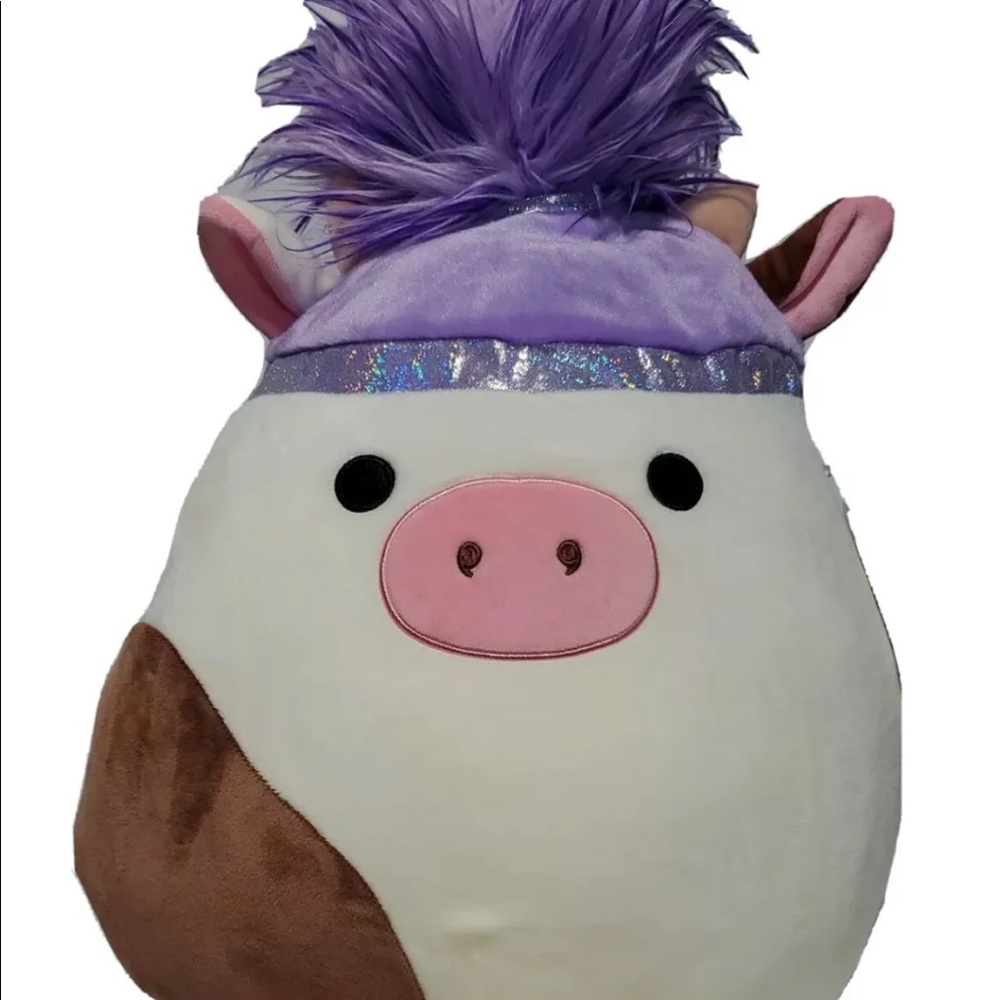 SQUISHMALLOW SQUISHMALLOWS 14" SQUISH-DOOS RONNIE THE COW PURPLE HAIR  #36  NWT